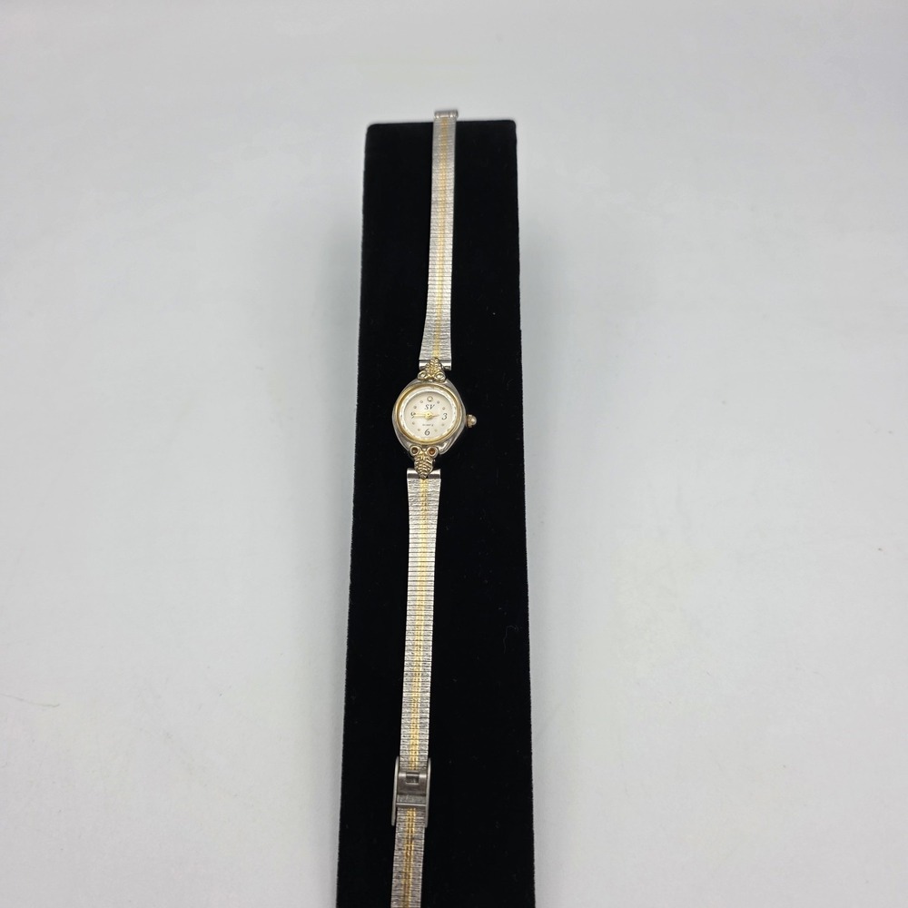 Vtg. Sergio Valente F- BACDA 8.5" Women's Two-Tone w/Stones Watch 15mm Case
